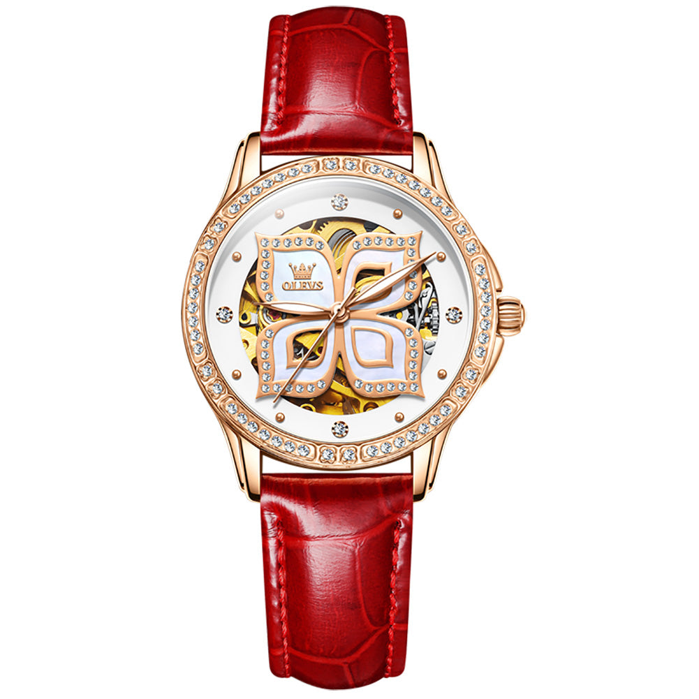 Four-leaf Clove Hollow Mechanical Watch Ladies Watch