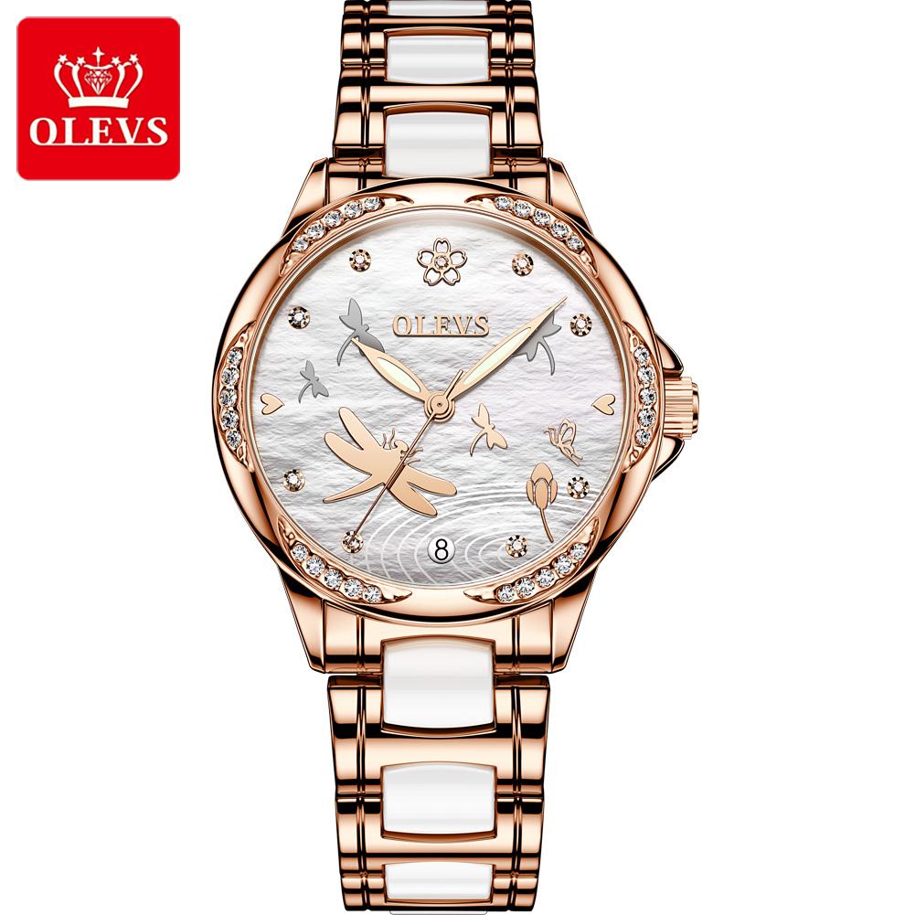 Automatic Mechanical Watch Ceramic Steel Band Waterproof Ladies Dragonfly Watch