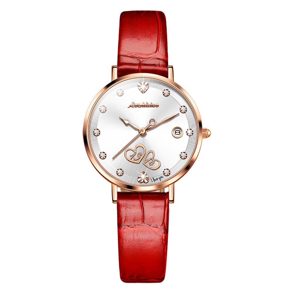 Hot Selling Heart-shaped Pattern Quartz Waterproof Ladies Watch