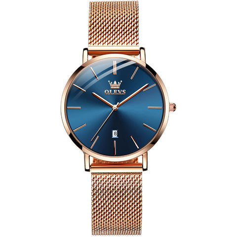 Thin Quartz Watch Mesh Band Women's Watch Men's Watch Couple's Watch