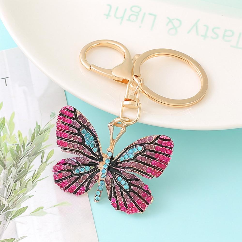 Cute Butterfly metal rhinestone keychain pendant