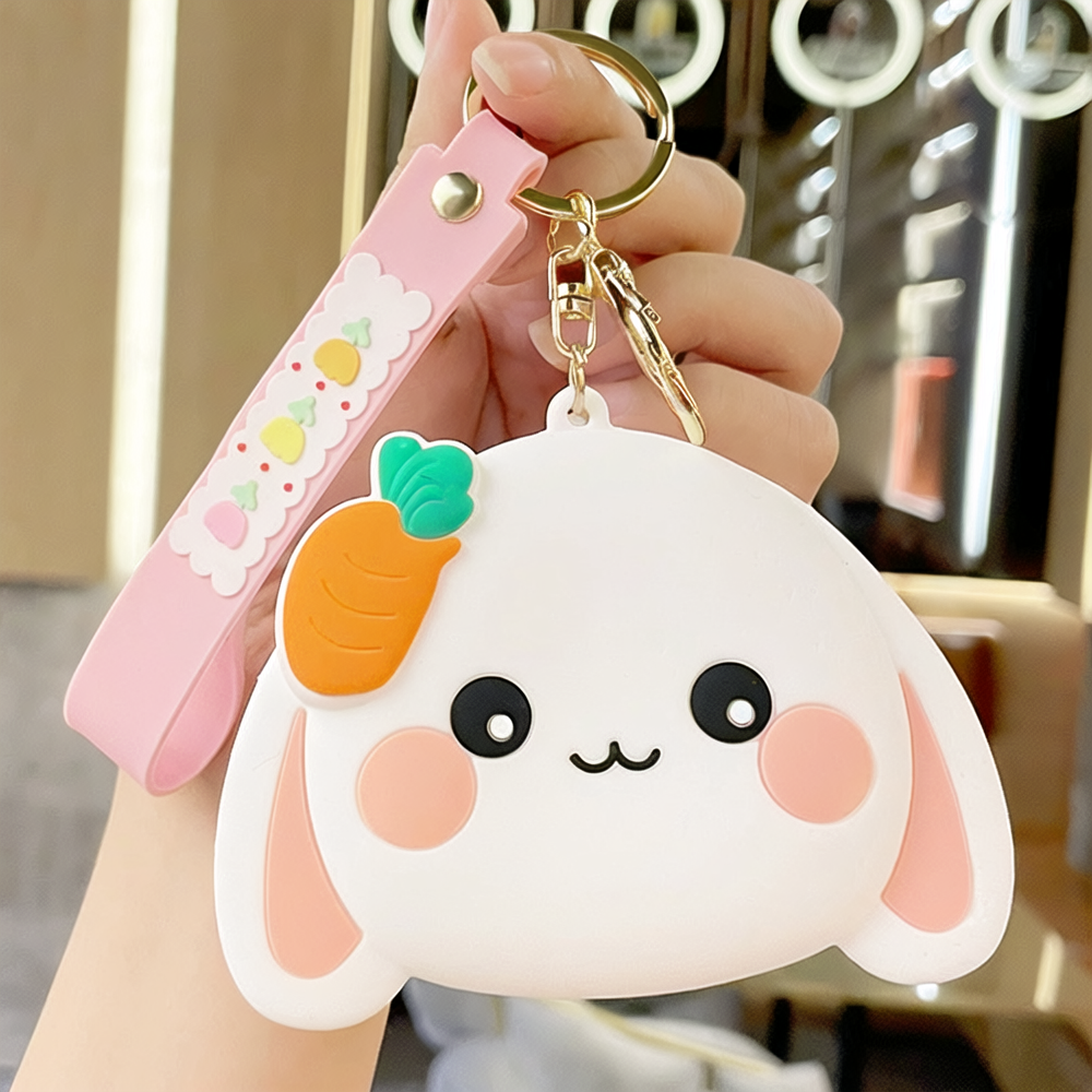 Creative silicone Yugui small rabbit coin purse keychian cute schoolbag hanging decoration coin earphone storage bag