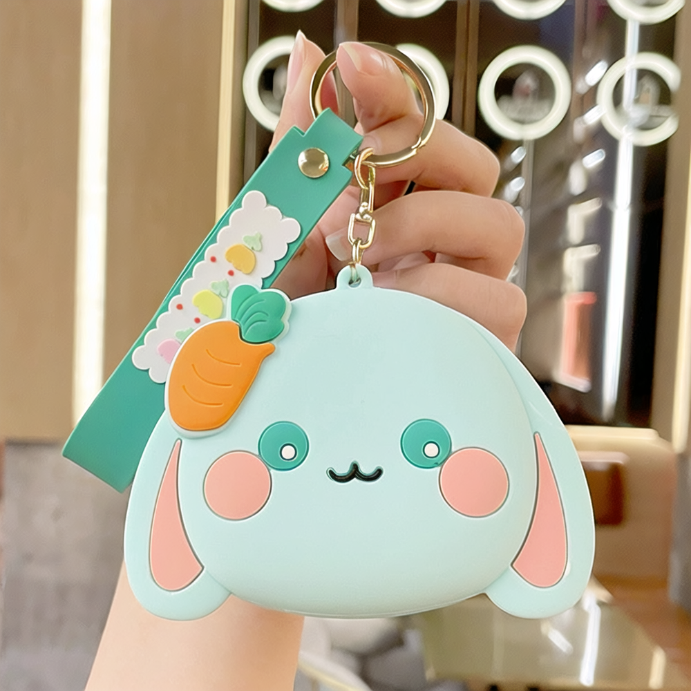 Creative silicone Yugui small rabbit coin purse keychian cute schoolbag hanging decoration coin earphone storage bag