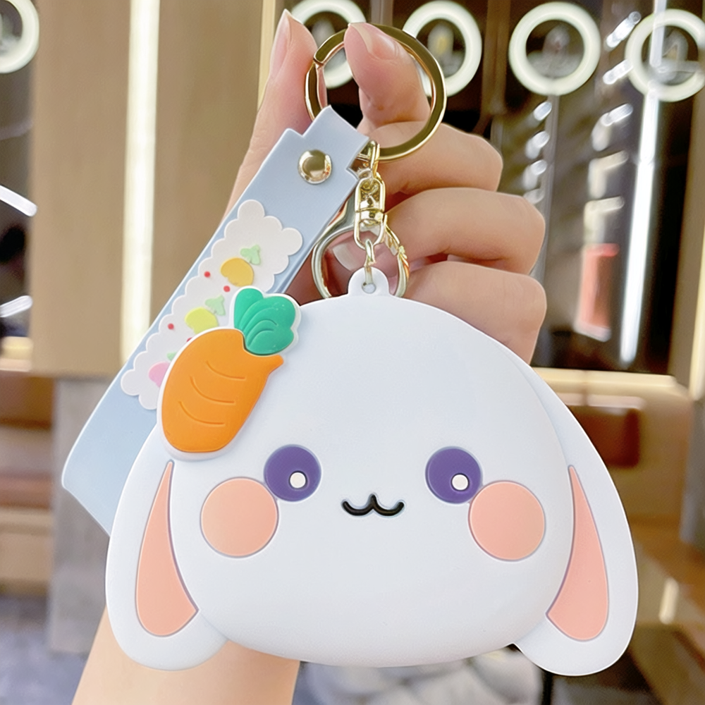 Creative silicone Yugui small rabbit coin purse keychian cute schoolbag hanging decoration coin earphone storage bag