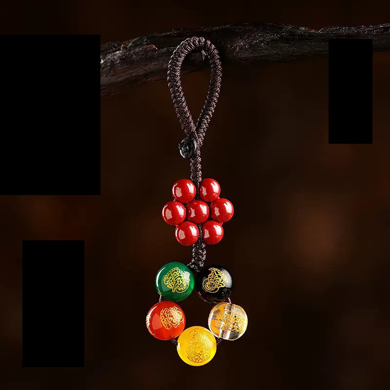 Bonanza Keychain Cinnabar Good Luck Beads Mobile Phone Seven Star Array Natural Agate Pendant