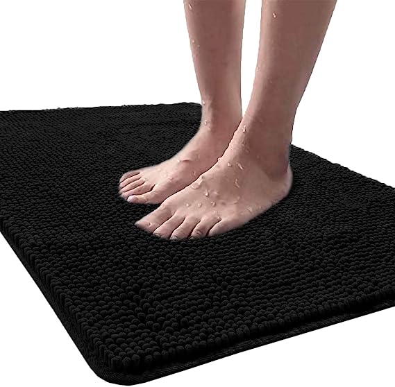 Washable Non Slip Bathroom Rug Shower Soft Plush Chenille Absorbent Carpets Mats For Bathroom