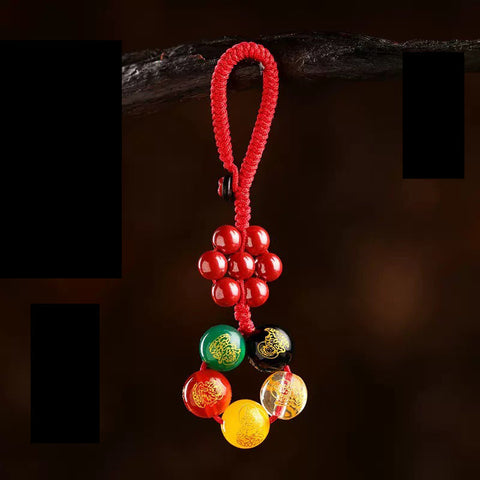 Bonanza Keychain Cinnabar Good Luck Beads Mobile Phone Seven Star Array Natural Agate Pendant