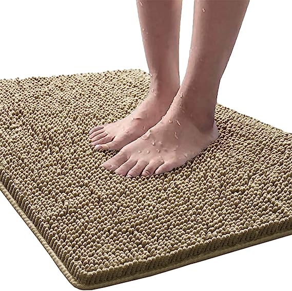 Washable Non Slip Bathroom Rug Shower Soft Plush Chenille Absorbent Carpets Mats For Bathroom