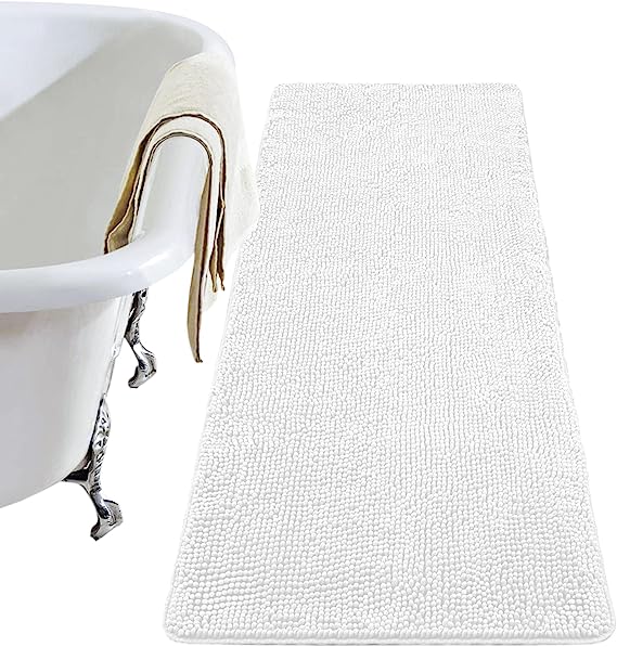 Washable Non Slip Bathroom Rug Shower Soft Plush Chenille Absorbent Carpets Mats For Bathroom