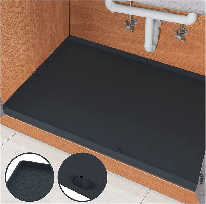 Kitchen Waterproof Sink Underpad 34 "x 22" Silicone Sink Underpad With Leaky Hole Kitchen Bathroom Cabinet Liner Tray Under Sink Anti-drip Leakage Anti-spill Household Accessories