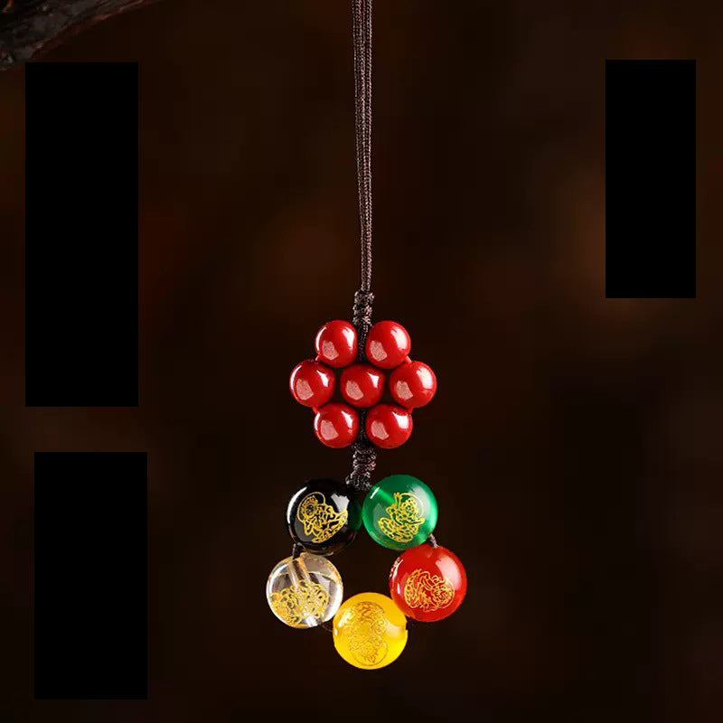 Bonanza Keychain Cinnabar Good Luck Beads Mobile Phone Seven Star Array Natural Agate Pendant