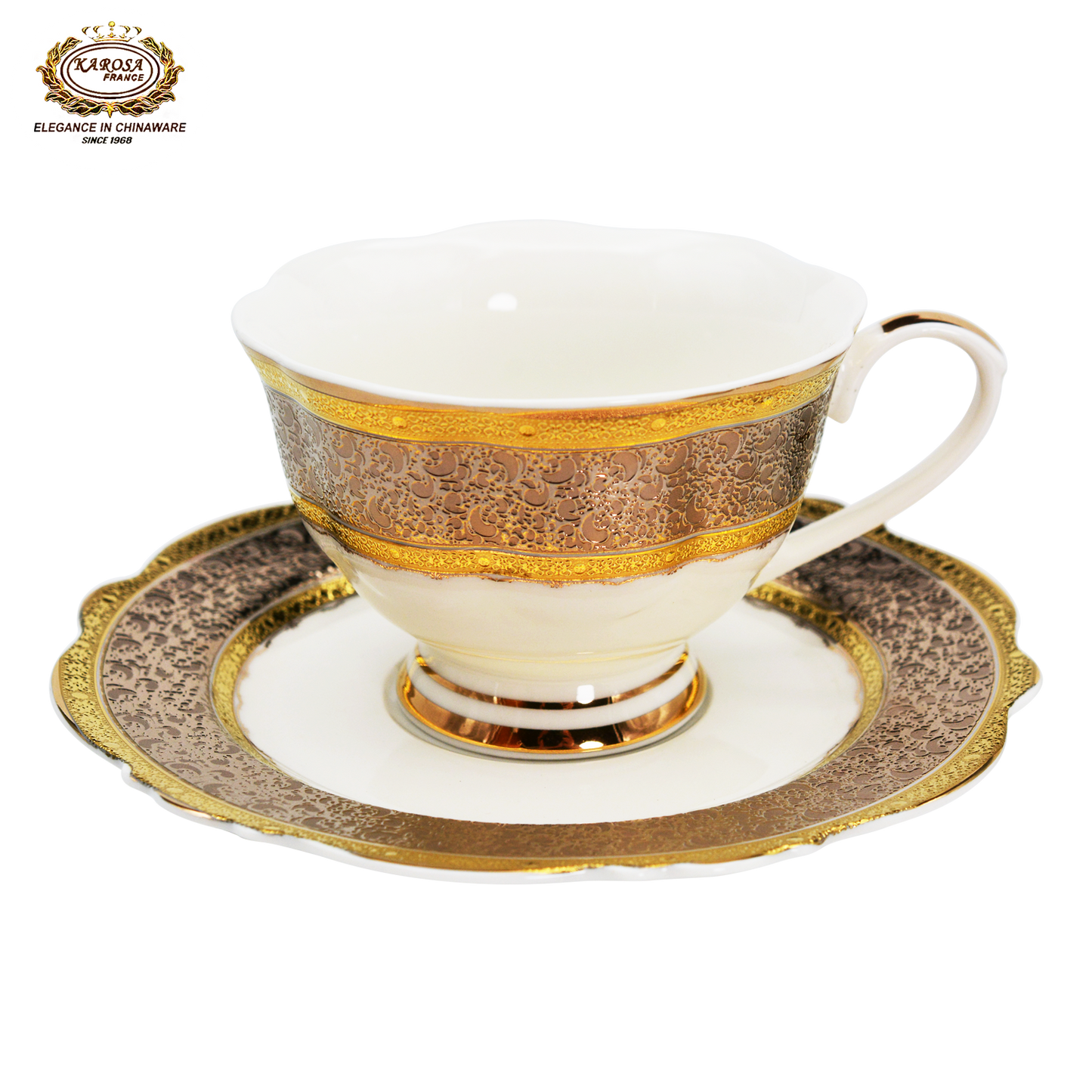 17 PCS Embossed Gold Decorative Gift Tea & Coffee Set Wholesale For Hotel Wedding Banquet