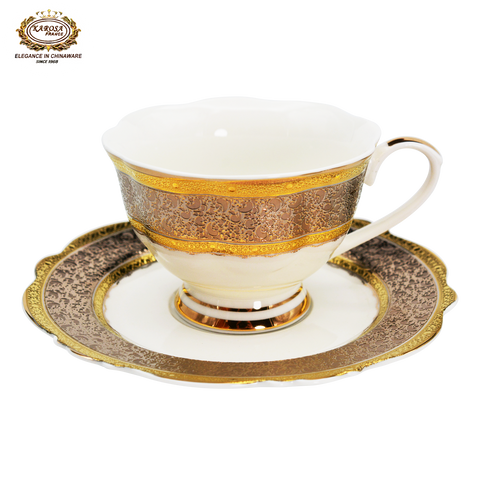 17 PCS Embossed Gold Decorative Gift Tea & Coffee Set Wholesale For Hotel Wedding Banquet