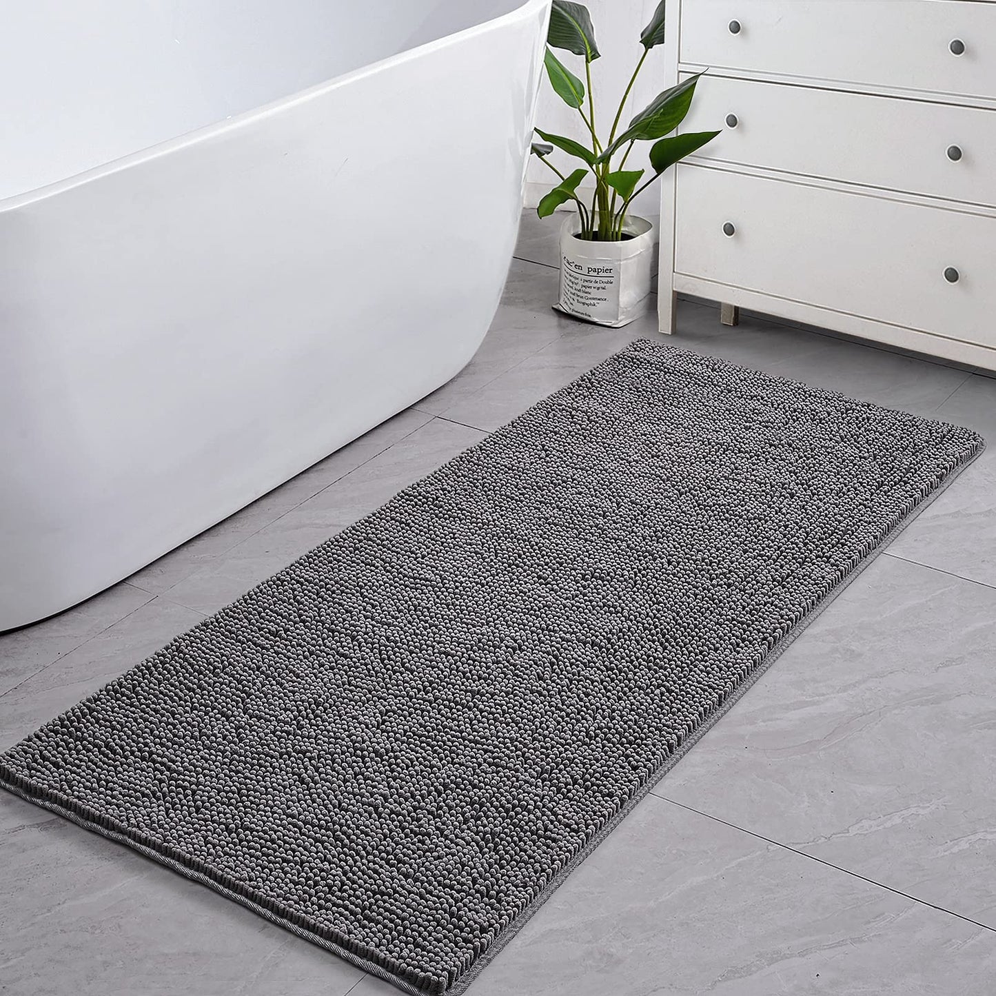 Washable Non Slip Bathroom Rug Shower Soft Plush Chenille Absorbent Carpets Mats For Bathroom