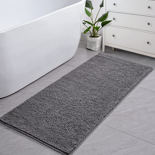 Washable Non Slip Bathroom Rug Shower Soft Plush Chenille Absorbent Carpets Mats For Bathroom