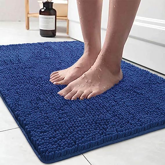 Washable Non Slip Bathroom Rug Shower Soft Plush Chenille Absorbent Carpets Mats For Bathroom