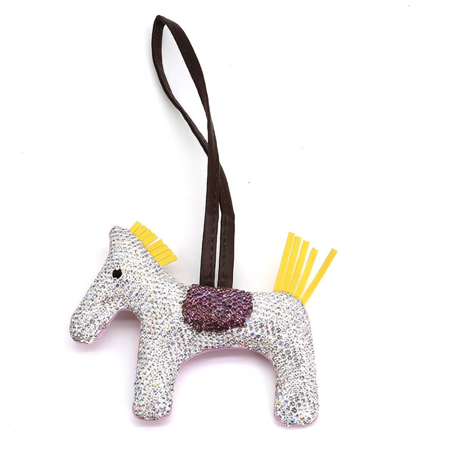 Creative sparkle fashion pony crystals inlay on clay leather hanging ornaments