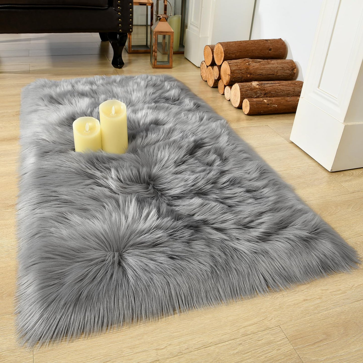 Washable Furry Carpet Dorm Floor Durable Faux Throw Carpet Soft Fluffy Faux Fur Rugs For Living Room