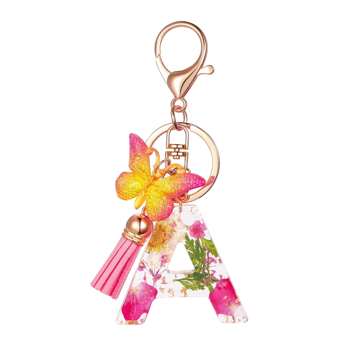 Cute Key Chains Letter Keychains With Tassel Butterfly Charm For Purse