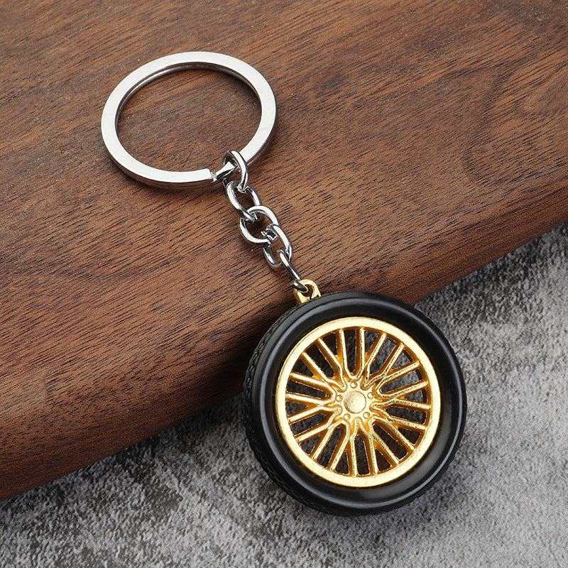 Car soft rubber tire keychain creative metal pendant bag ornaments