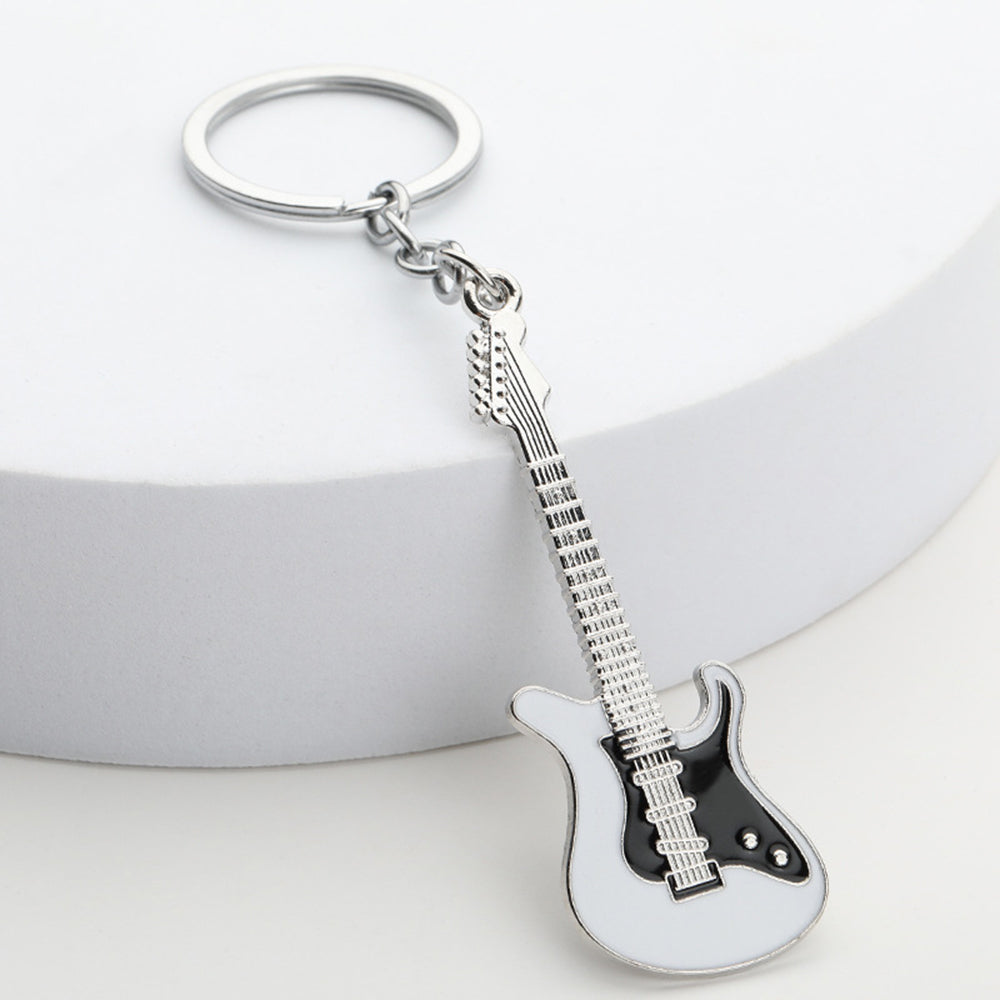 Creative Musical Instrument Pendant Metal Paint Electric Guitar Keychain Bag Pendant