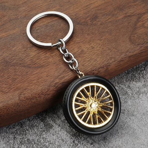 Car soft rubber tire keychain creative metal pendant bag ornaments