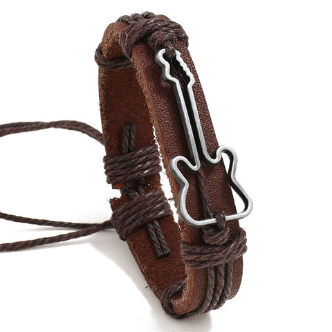 Retro Jewelry Music Festival Guitar Leather Bracelet