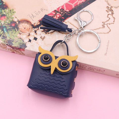 Cute Owl Bag Keychain Pendant PU Leather Bag Pendant