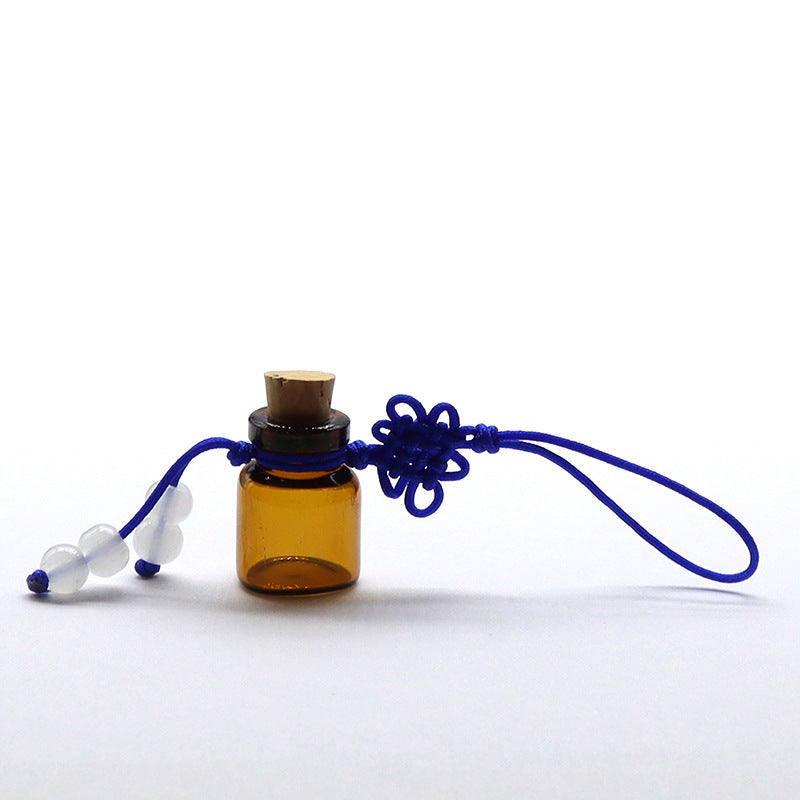 Tawny Glass Bottle Pendant With Chinese Knot Perfume Small Bottle Mobile Phone Chain Incense Ornaments