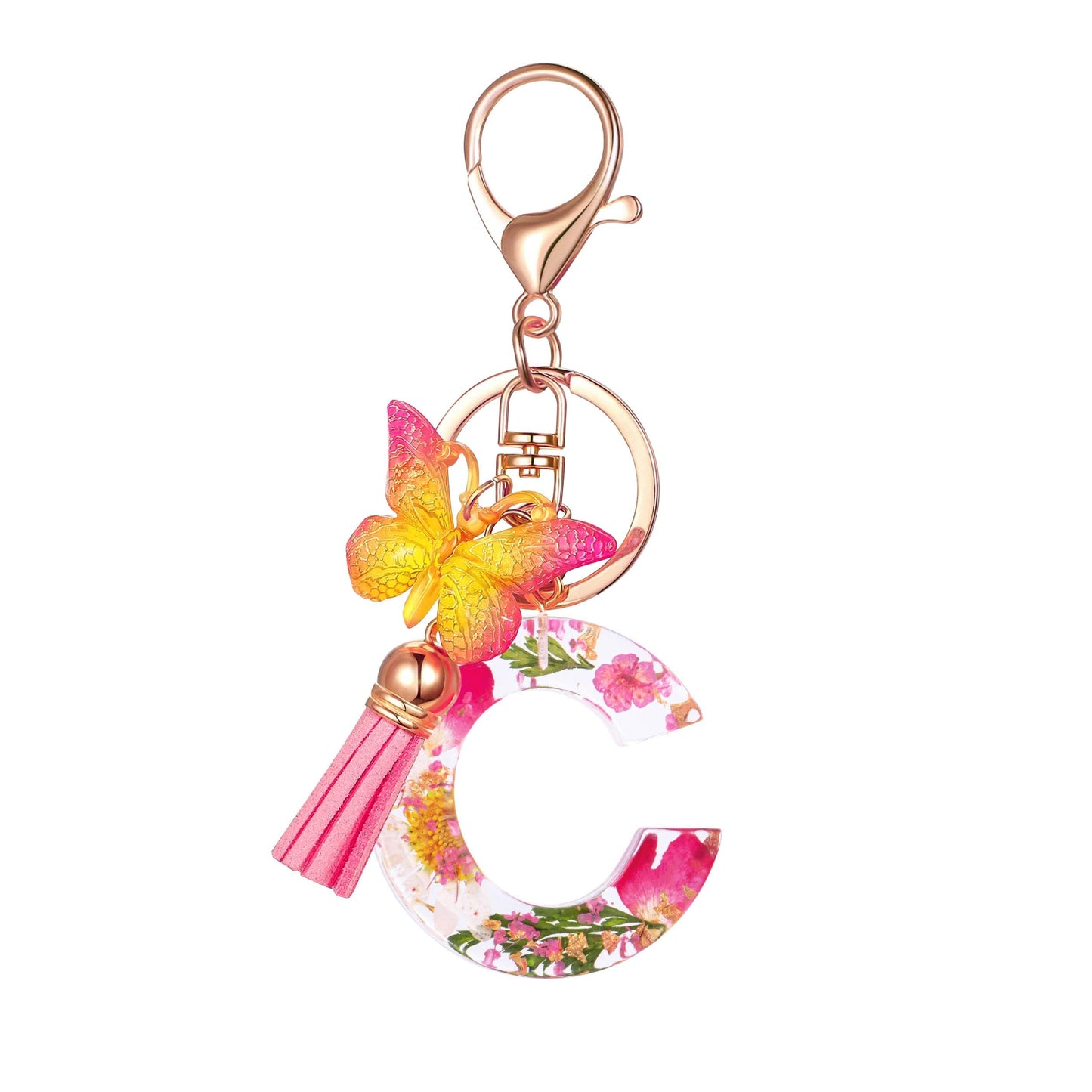 Cute Key Chains Letter Keychains With Tassel Butterfly Charm For Purse