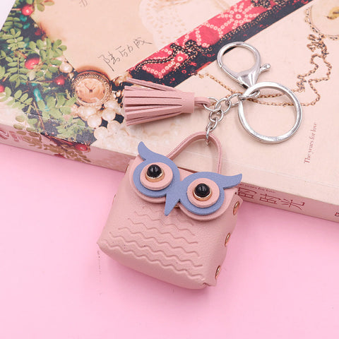 Cute Owl Bag Keychain Pendant PU Leather Bag Pendant