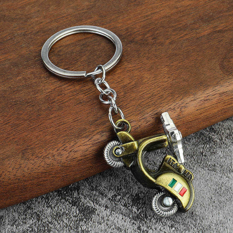 Car metal key chain creative small gift simulation electric motorcycle pendant