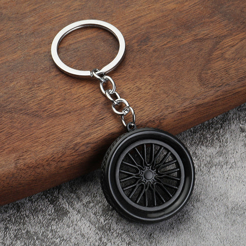 Car soft rubber tire keychain creative metal pendant bag ornaments