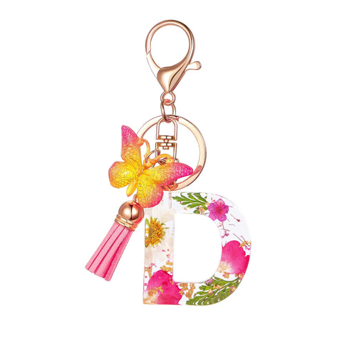 Cute Key Chains Letter Keychains With Tassel Butterfly Charm For Purse