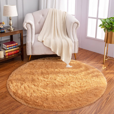 Luxury Round Fluffy Area Rugs 4x4 Feet Super Soft Circle Rug Cute Shaggy Carpet For Bedroom For Children Living Room