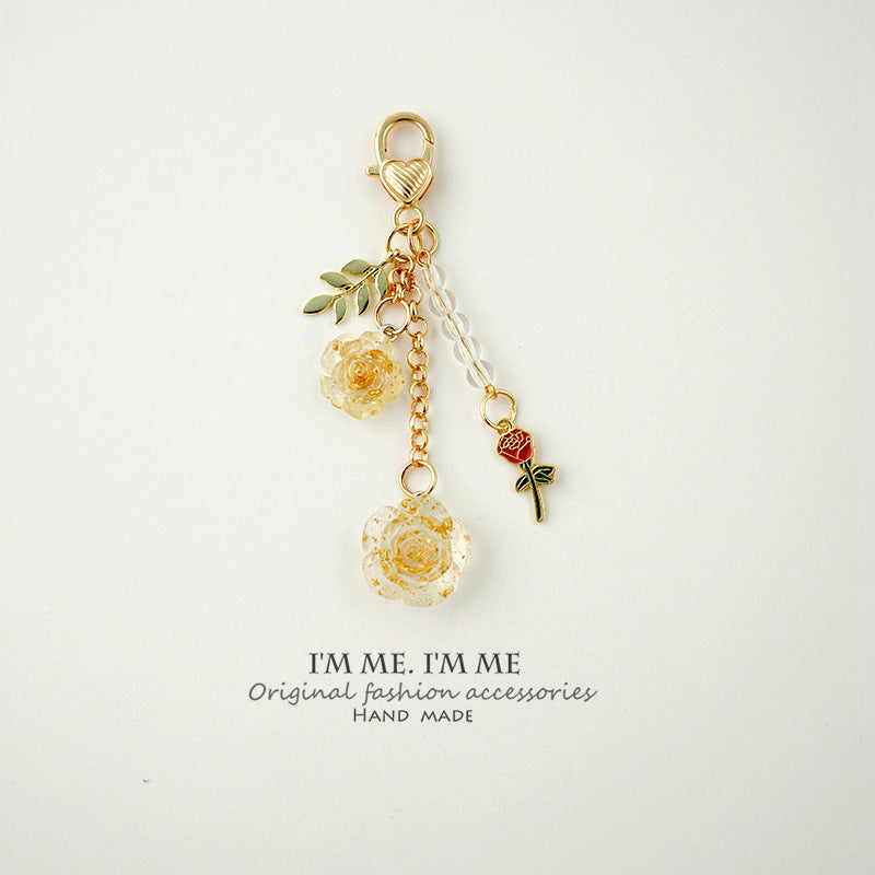 Fashion Rose With Camellia Pendant Alloy Key Chain