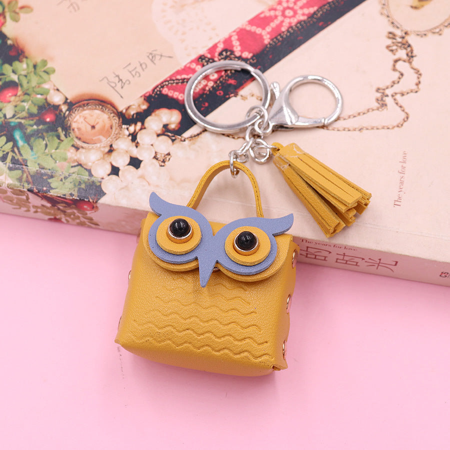 Cute Owl Bag Keychain Pendant PU Leather Bag Pendant