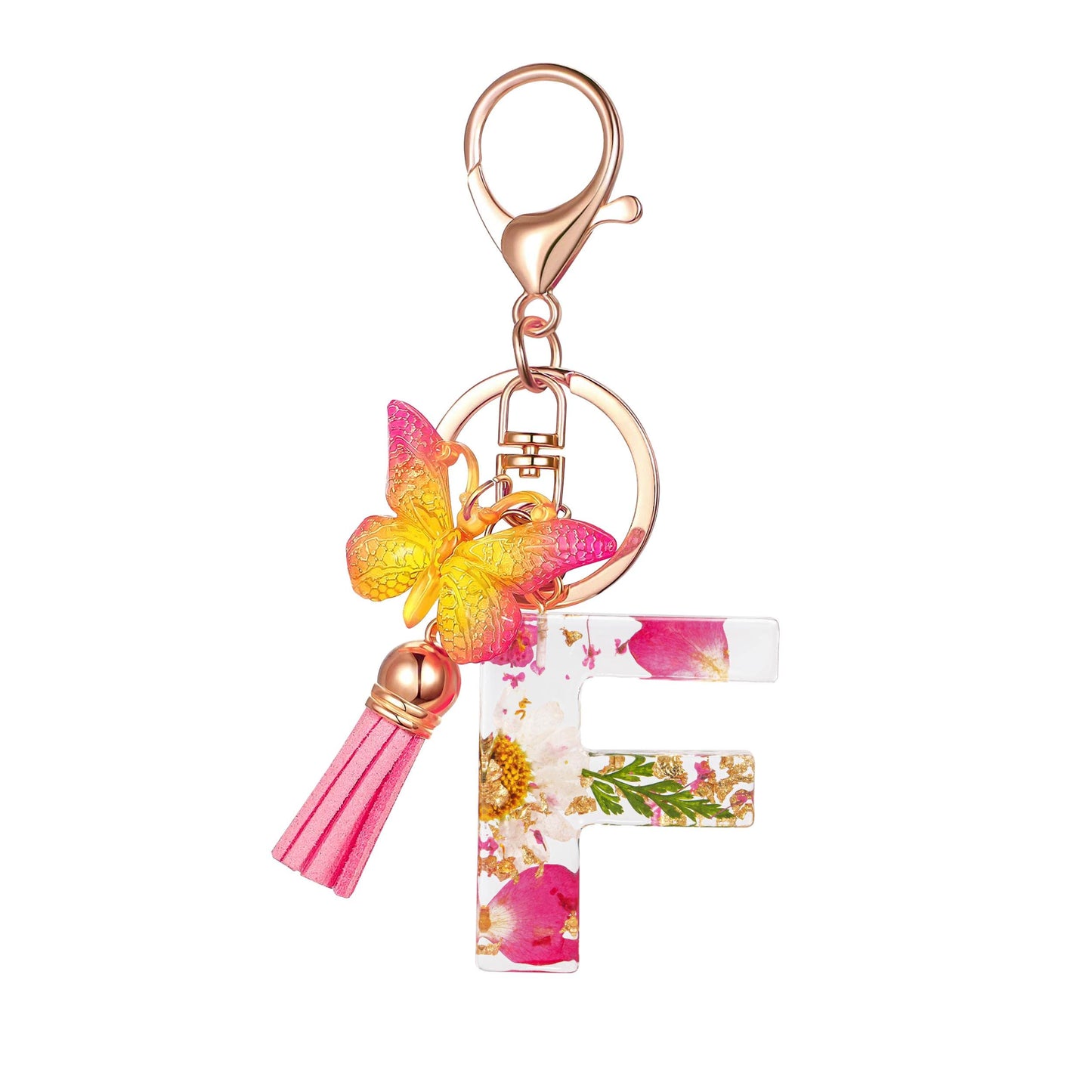 Cute Key Chains Letter Keychains With Tassel Butterfly Charm For Purse