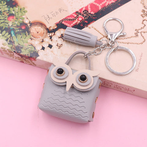 Cute Owl Bag Keychain Pendant PU Leather Bag Pendant