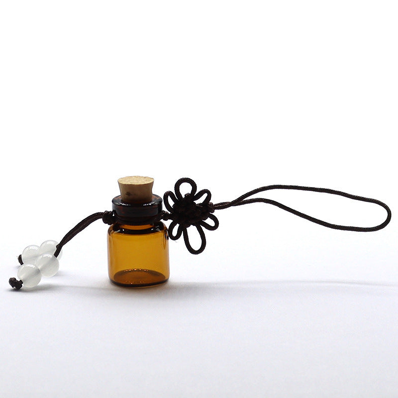 Tawny Glass Bottle Pendant With Chinese Knot Perfume Small Bottle Mobile Phone Chain Incense Ornaments