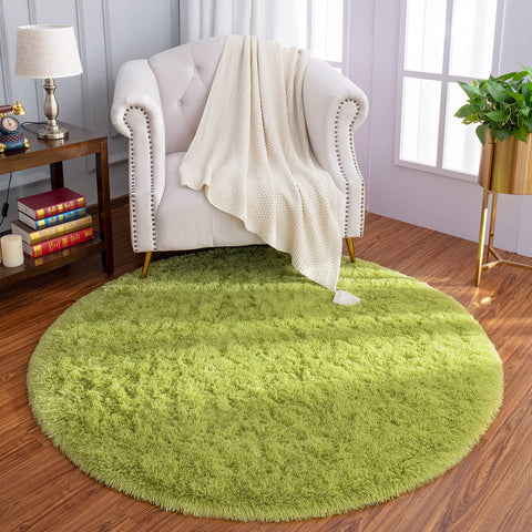 Luxury Round Fluffy Area Rugs 4x4 Feet Super Soft Circle Rug Cute Shaggy Carpet For Bedroom For Children Living Room