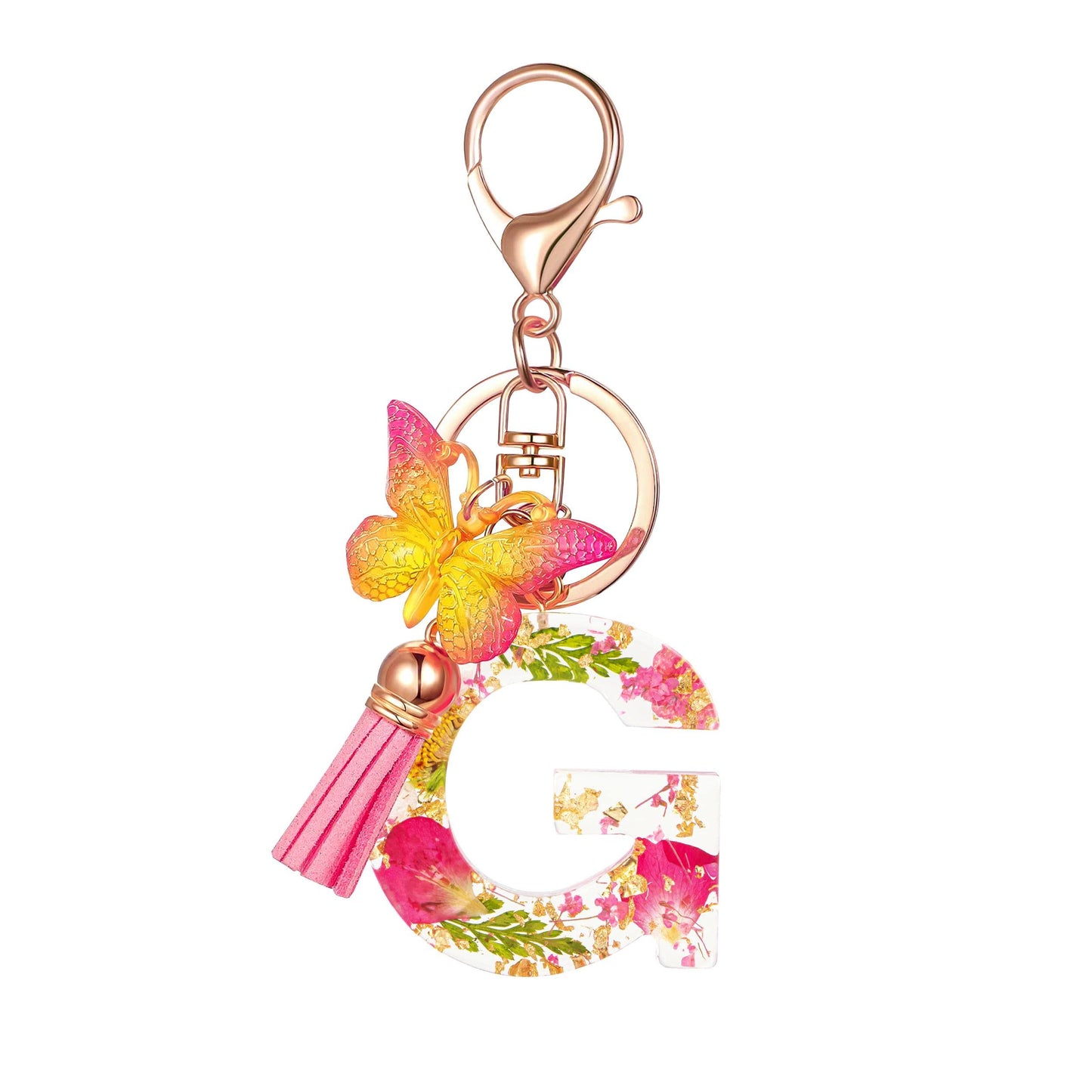 Cute Key Chains Letter Keychains With Tassel Butterfly Charm For Purse