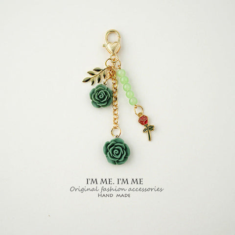 Fashion Rose With Camellia Pendant Alloy Key Chain