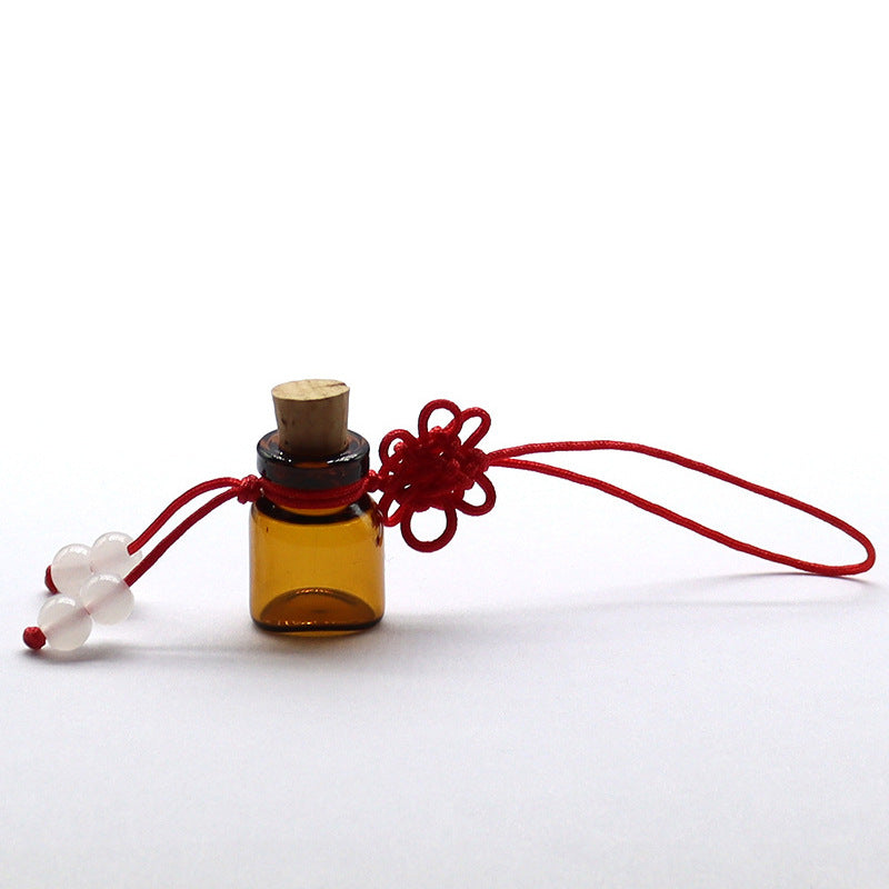 Tawny Glass Bottle Pendant With Chinese Knot Perfume Small Bottle Mobile Phone Chain Incense Ornaments