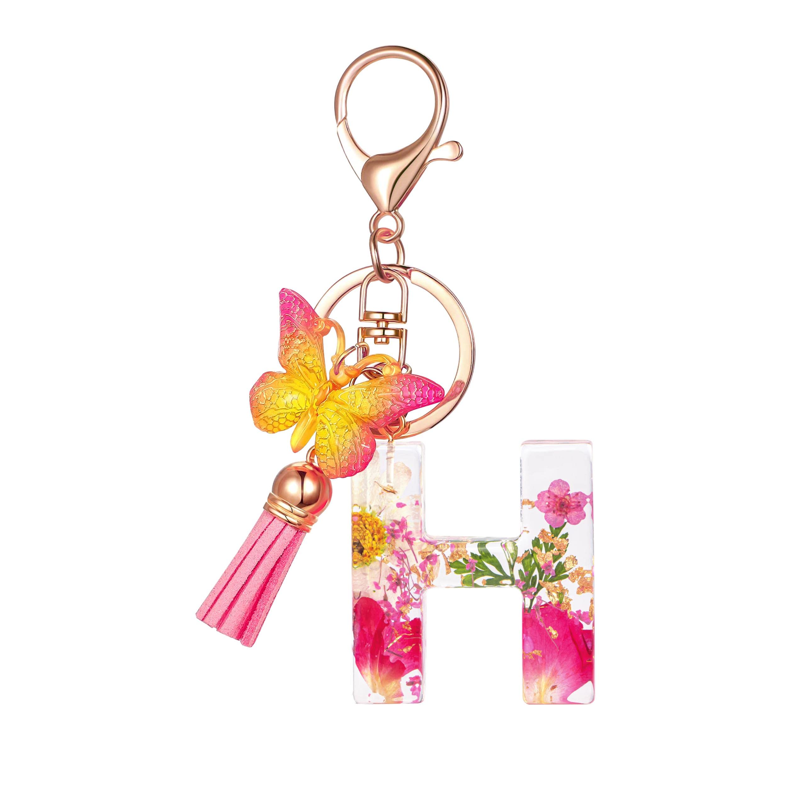 Cute Key Chains Letter Keychains With Tassel Butterfly Charm For Purse