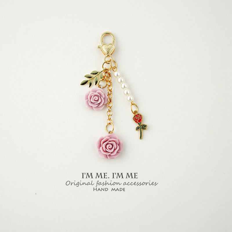 Fashion Rose With Camellia Pendant Alloy Key Chain