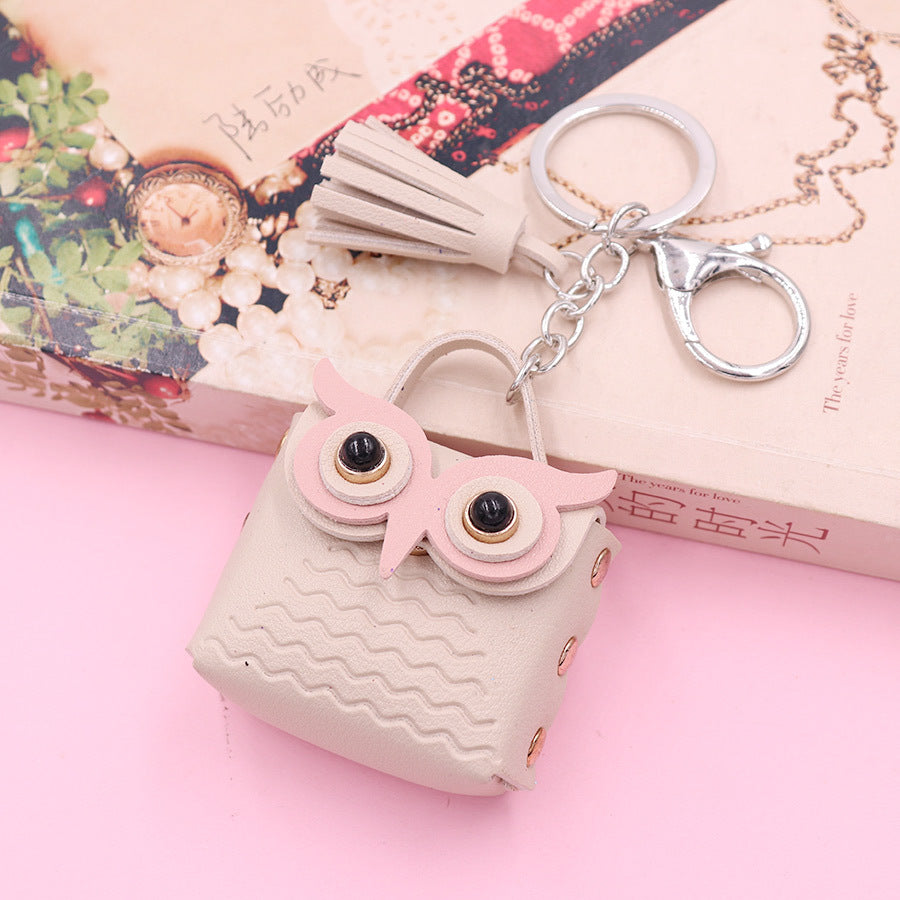 Cute Owl Bag Keychain Pendant PU Leather Bag Pendant