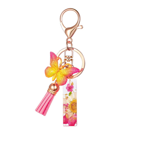 Cute Key Chains Letter Keychains With Tassel Butterfly Charm For Purse