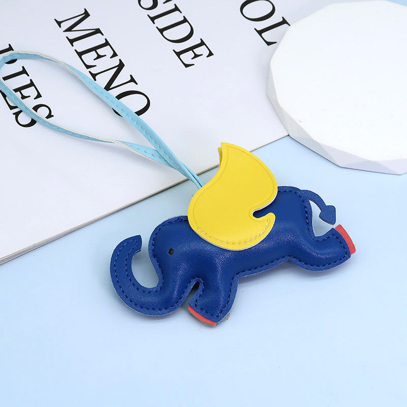 Cutie Elephant Key Chain Leather Small Pegasus Hanging Ornament Car Pendant