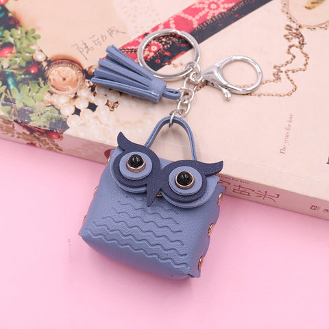 Cute Owl Bag Keychain Pendant PU Leather Bag Pendant